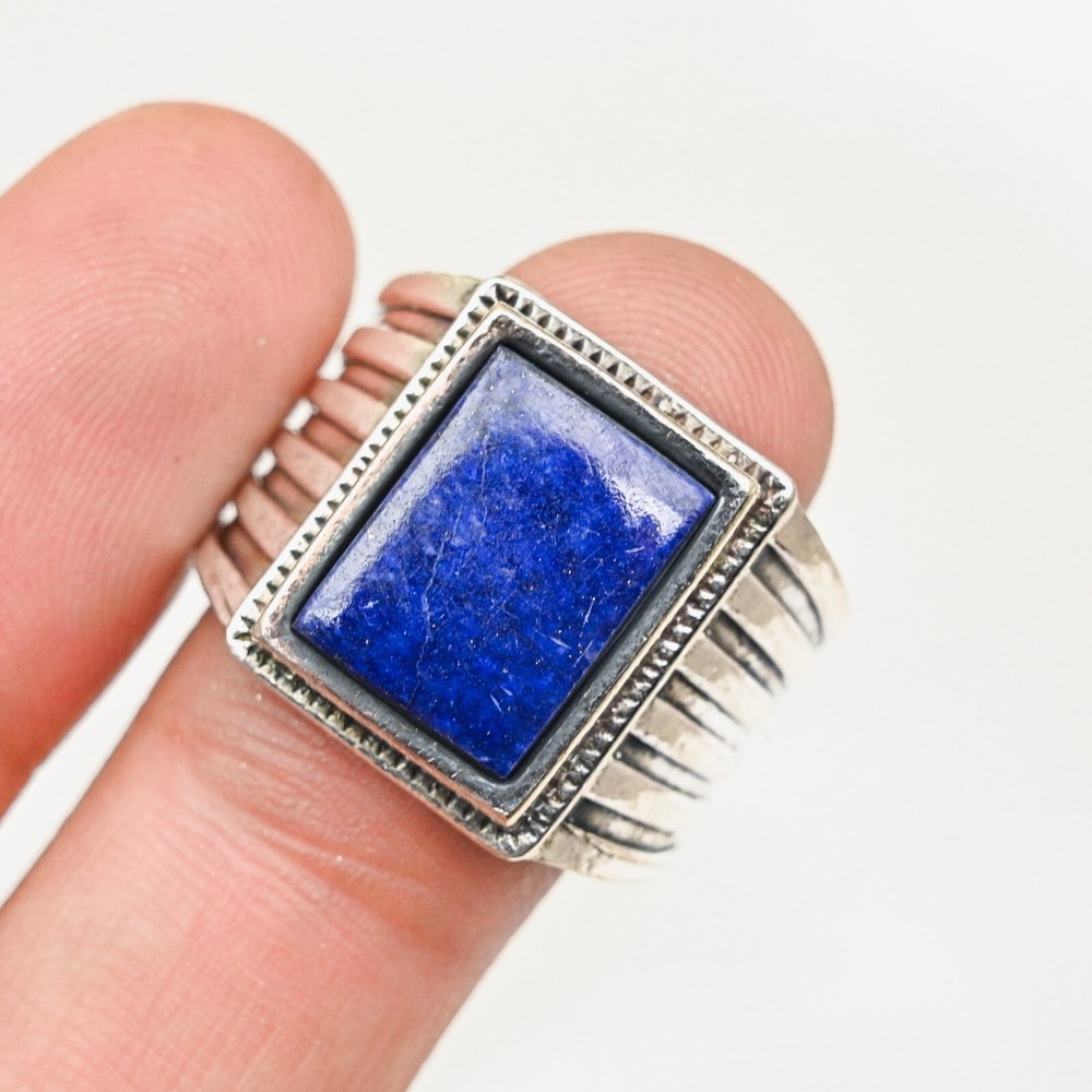 Lapis Lazuli Ring Solid 925 Sterling Silver Statement Men's Ring, All Size M188