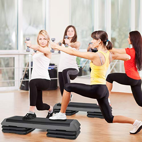 43 inch Aerobic Exercise Step Platform Adjustable Height Stepper Exercise Workou