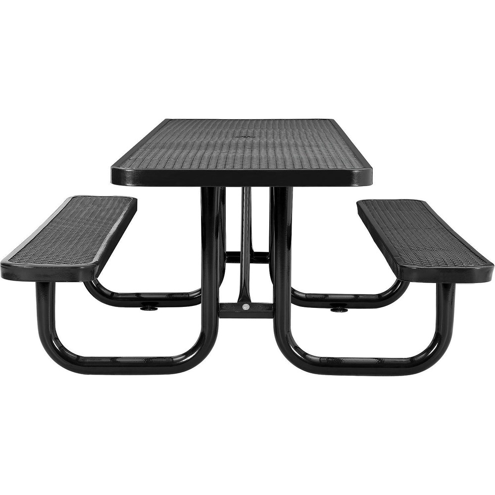 8' ADA Rectangular Picnic Table Expanded Metal Black (96" Long)