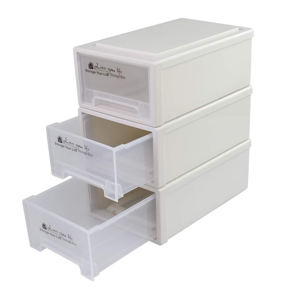 6 Quart Plastic Storage Drawers, Stackable Desktop Organizer, 3 Packs