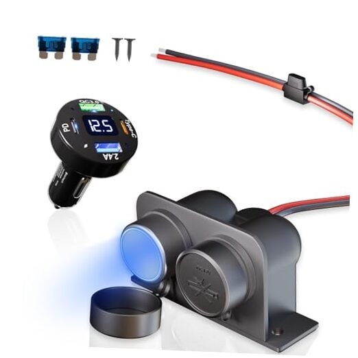 12V Car Cigarette Lighter Socket: 2 Socket Cigarette Lighter Splitter with