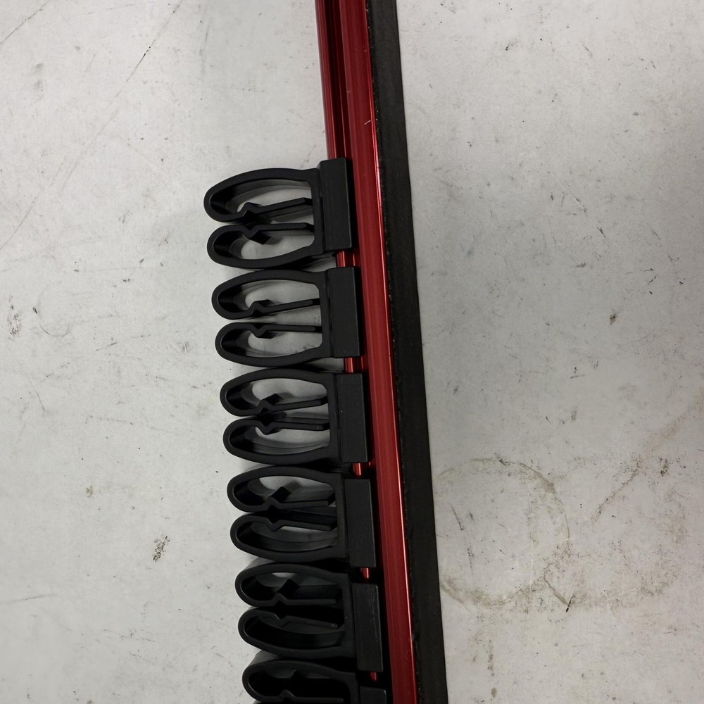 MichaelPro Socket Organizer Rail Holder 1/2" Drive 16 Clips Tool Storage Red