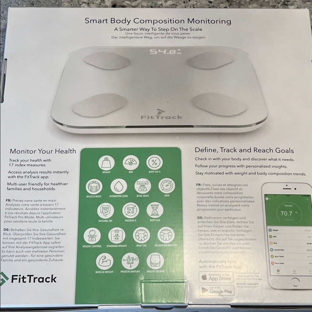 FitTrack Bluetooth Body Analysis Scale - White
