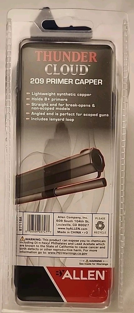 Thunder Cloud 209 Inline Muzzle loader Primer Capper by Allen, holds 8+ Primers
