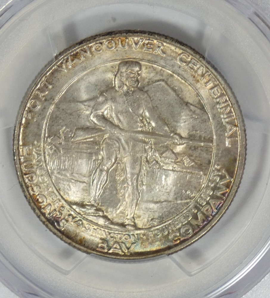 1925 Fort Vancouver Centennial Silver Commem 50c CAC & PCGS Secure Plus MS 67