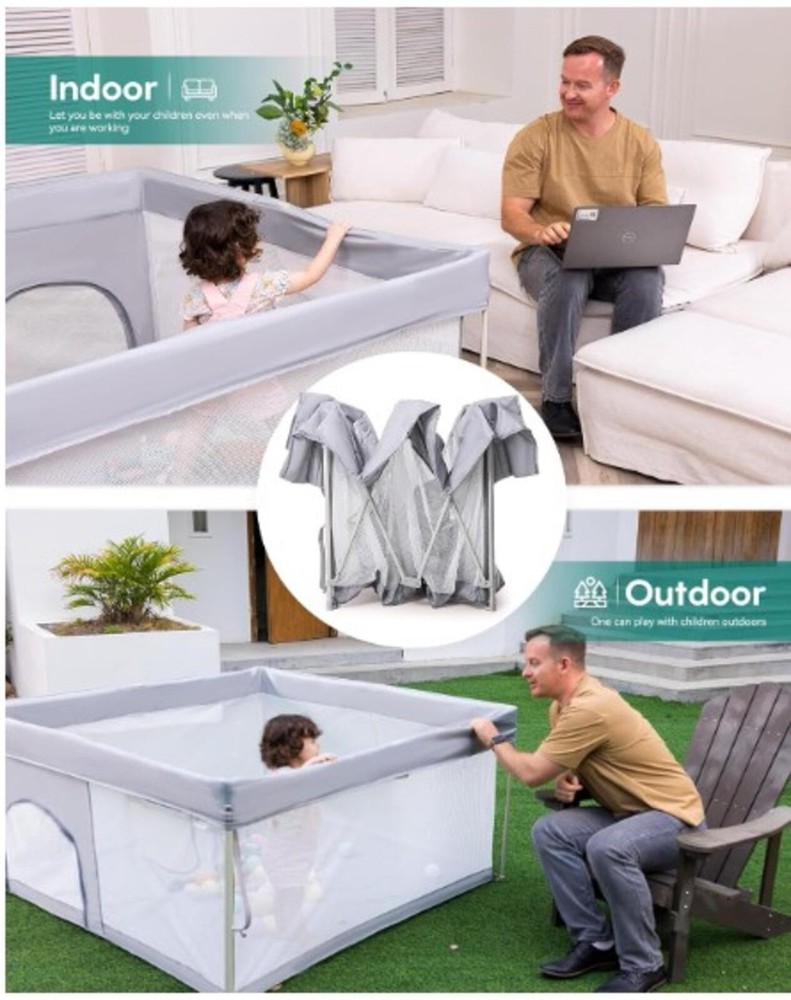 BABELIO 46x46 FOLDABLE INFANT PLAYARD-LIGHT GRAY
