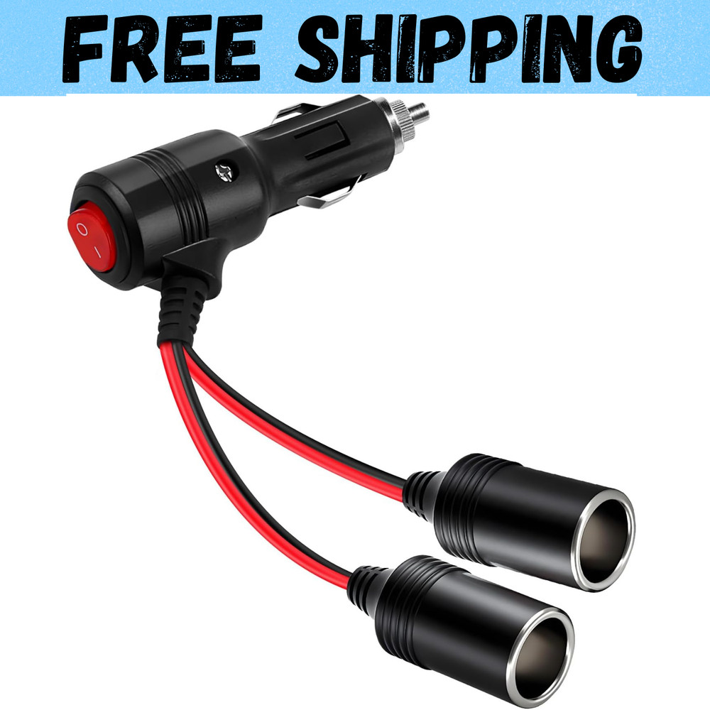 Universal Car Cigarette Lighter Adapter with Switch 2-Socket 12V/24V Splitter