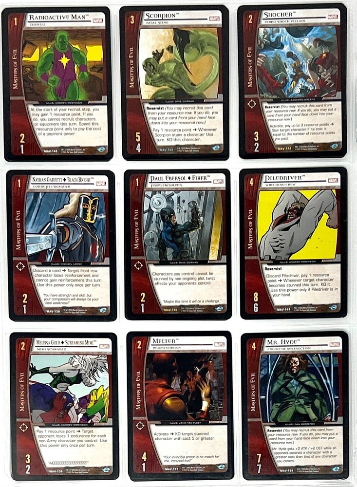 VS System Marvel The Avengers 2005 MAV 220/220 COMPLETE SET LP-NM