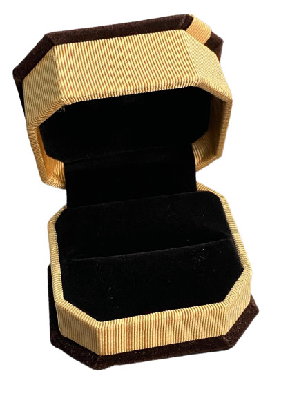 Lace Bow Tie Velvet Skin & Brown Ring Box Display Case/Stud Earrings Container
