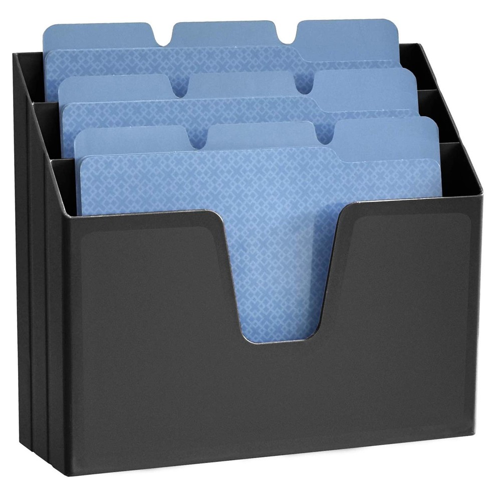Horizontal Triple File Folder Holder Organizer black Color