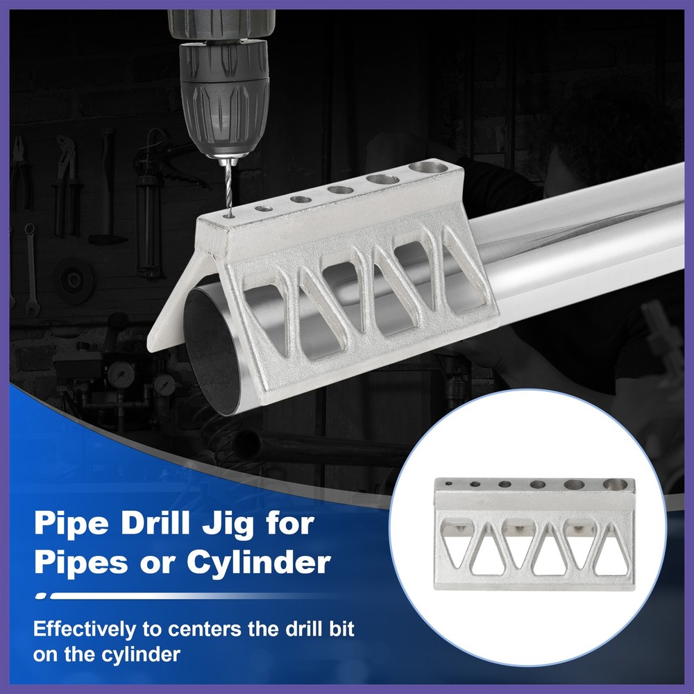 Handheld Pipe Drill Jig for Pipe/Cylinder Triangle Pipe Drilling Guide Block