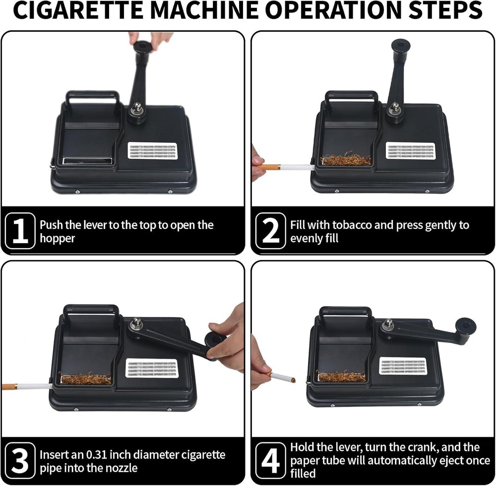 Cigarette Rolling Machine,Manual Cigarette Roller for 8mm Cigarette Tubes