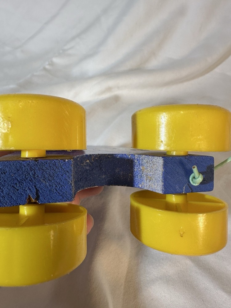 Vintage Wooden Blue Dog Pull Toy