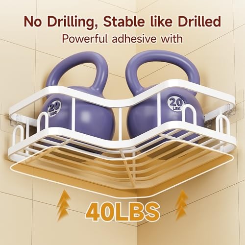Corner Shower Caddy 5-Pack, Advanced 5-Piece Set(2 Large+3 Small) White