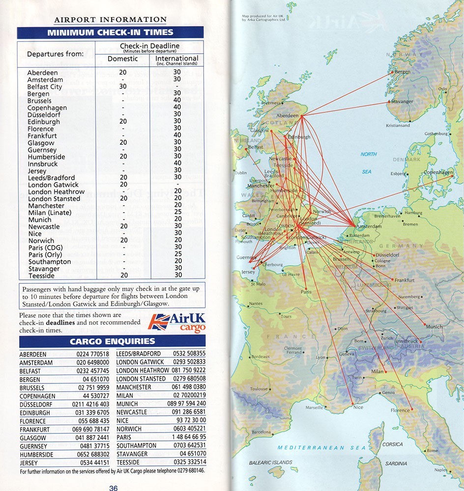 AirUK timetable timetable 1994/10/23