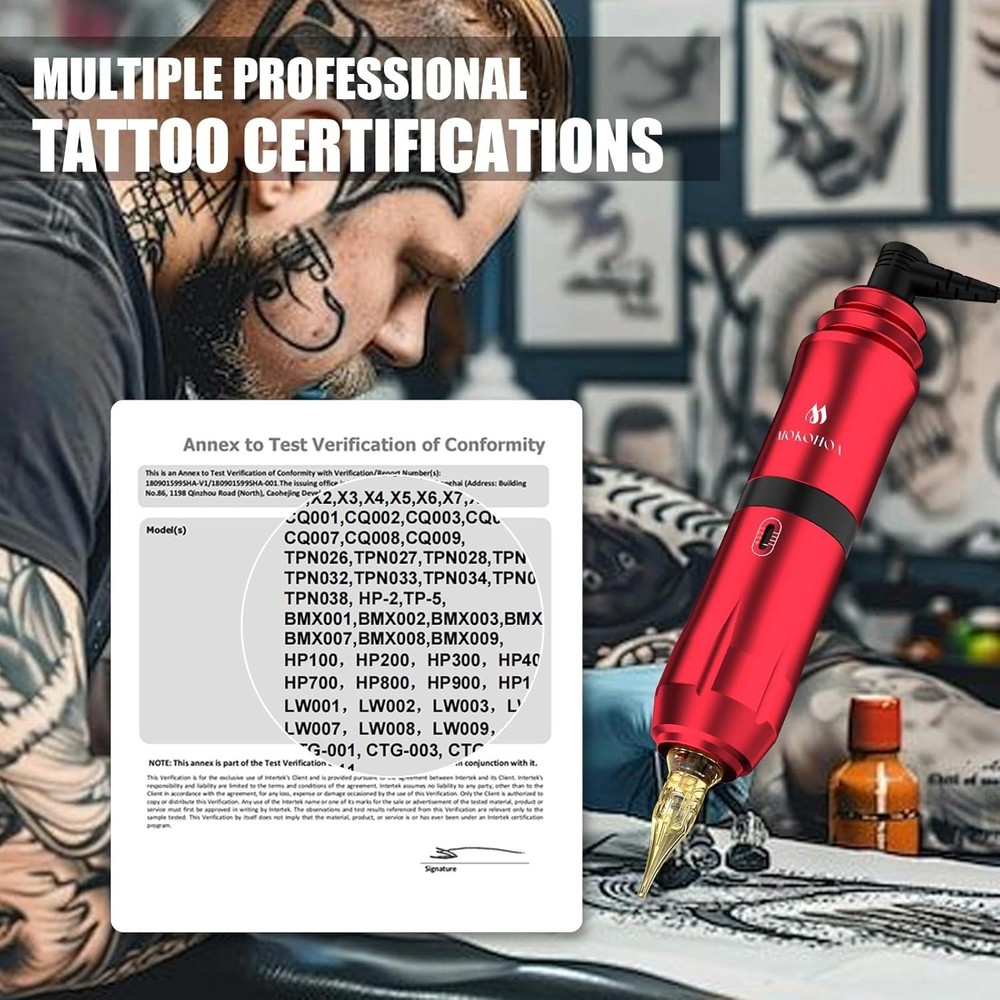 Wireless Tattoo Kit Complete for Beginners Pen Machine with Power Supply Needles