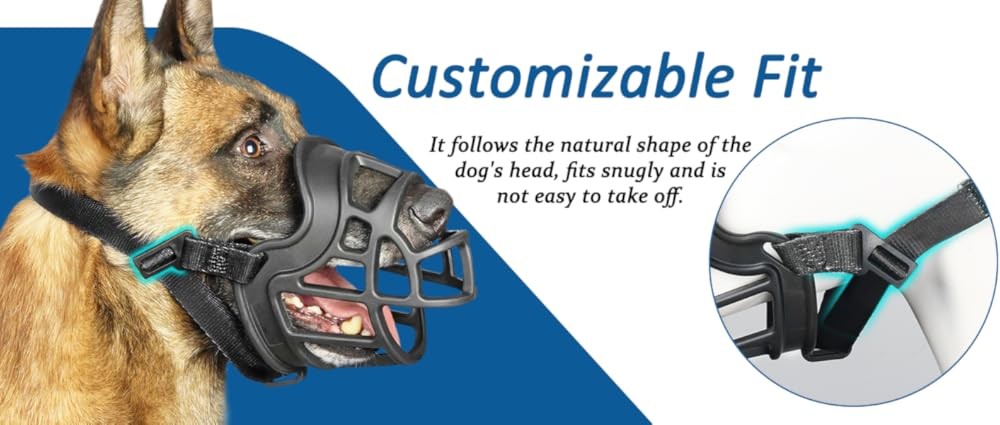 BARKL Dog Muzzle, Basket Muzzle Anti Biting Chewing, Sturdy Lightweight