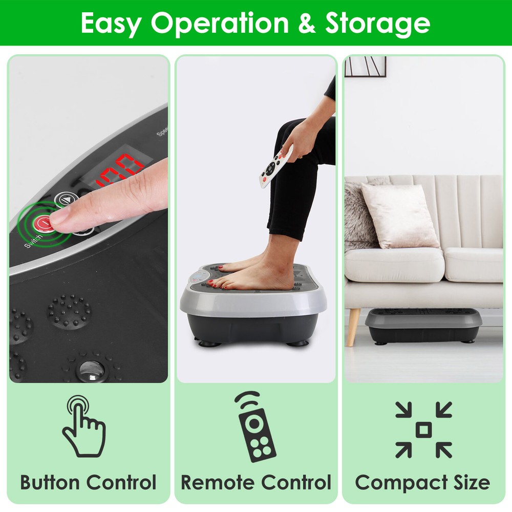 Vibration Plate Exercise Machine w/ Resistant Bands Remote Vibration Massager