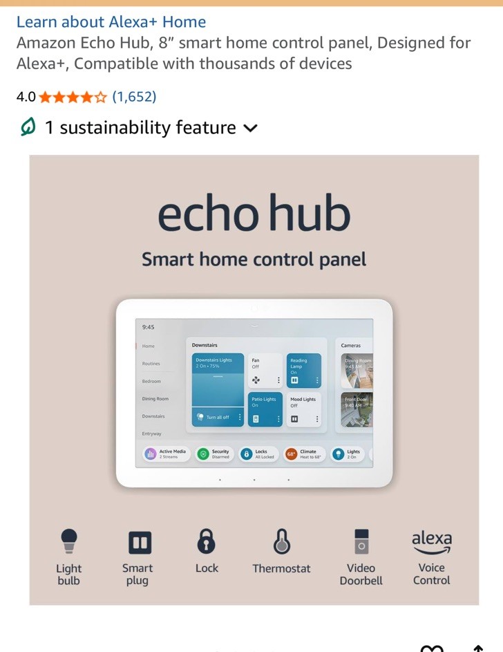 Amazon Echo Hub 8" Smart Home Control Panel with Alexa White Model G6A87E NEW