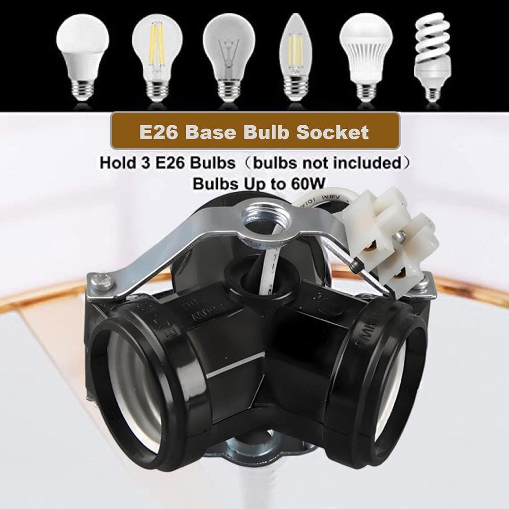 Medium Base 3 Light Cluster Socket, Phenolic Multi-Cluster Incandescent Lamph...