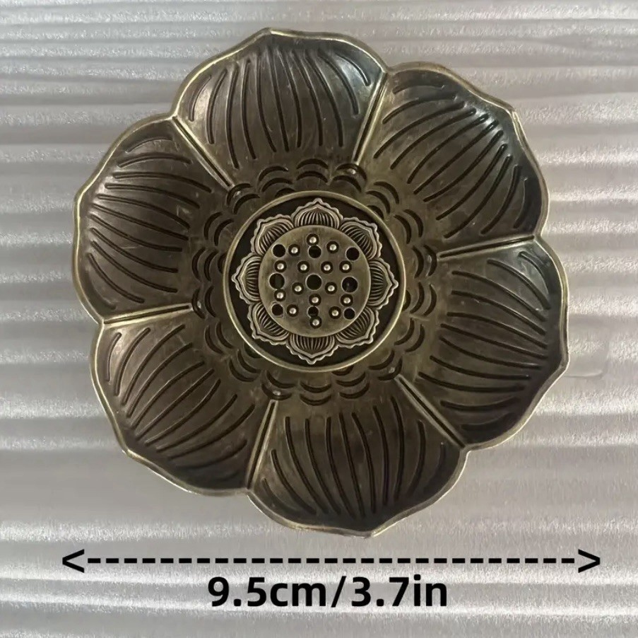 Brass Lotus Incense Holder with Ash Catcher
