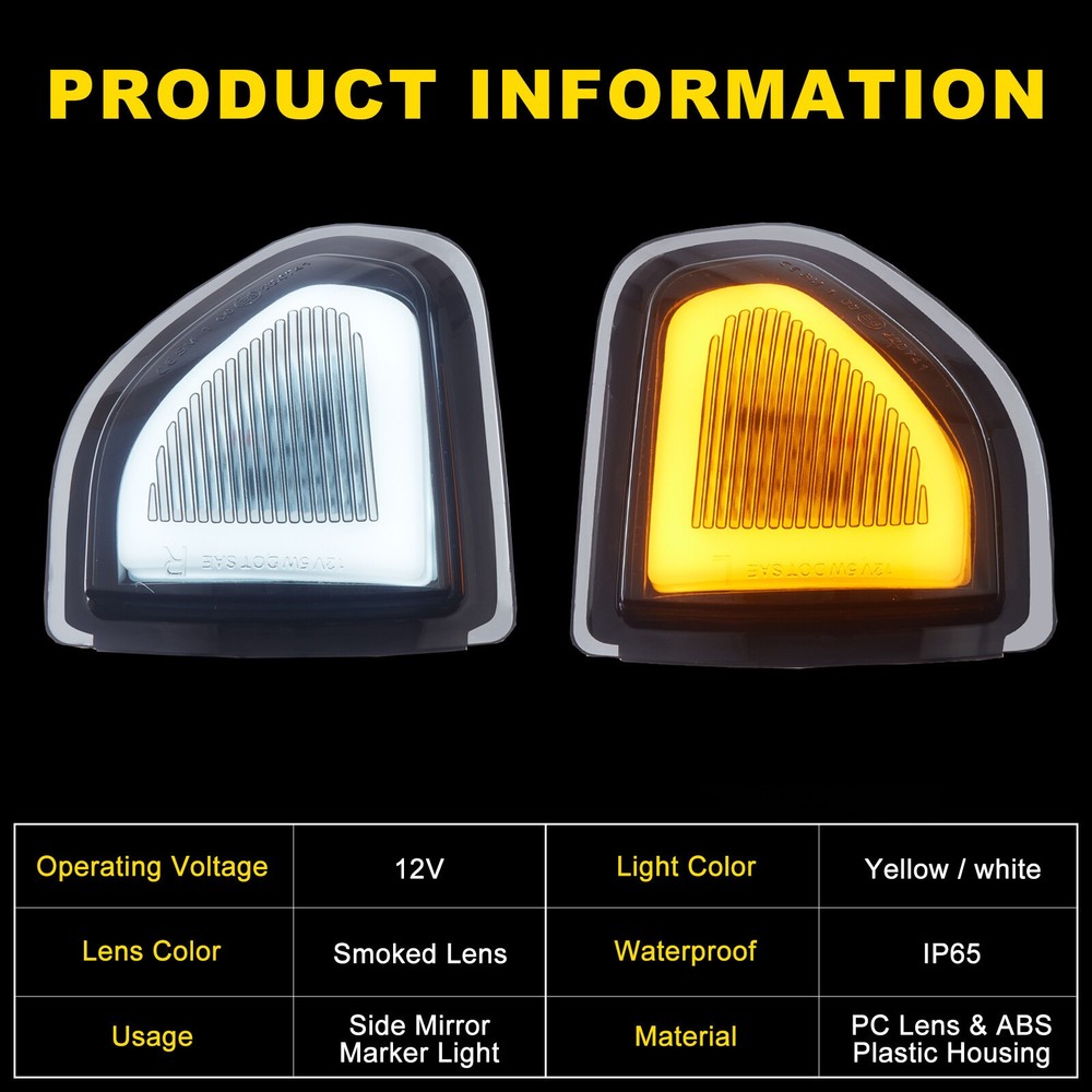 LED Side Towing Mirror Signal Light Lamp For 2019-2023 Dodge Ram 1500 2500 3500