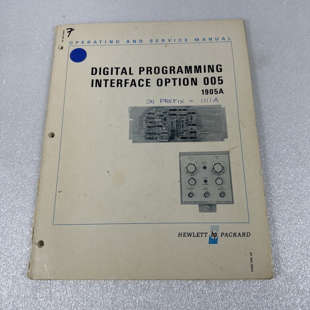 HP 1905 Digital Programming Interface Option 005 Operating Manual 01905-90904