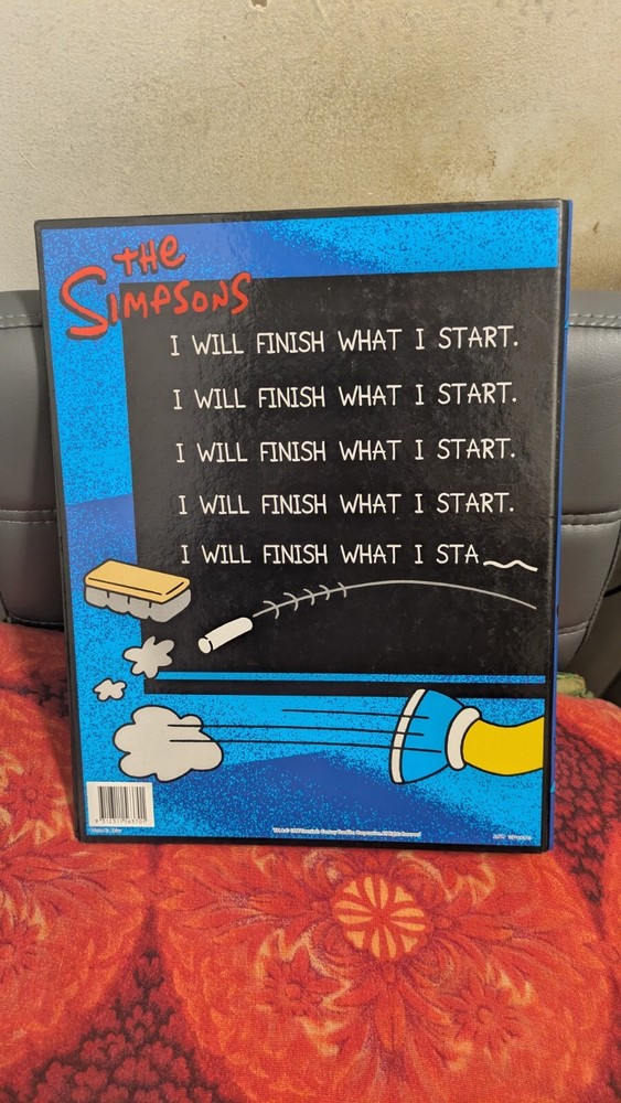 The Simpsons 3 Ring Binder Bart Detention Room Mint Condition