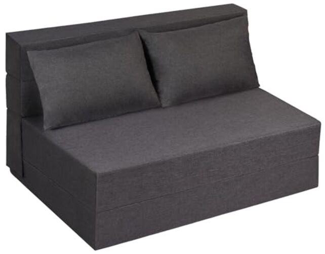 Folding Sofa Bed, Foldable Bed Sleeper Chair with Pillow, Standard Dark Grey