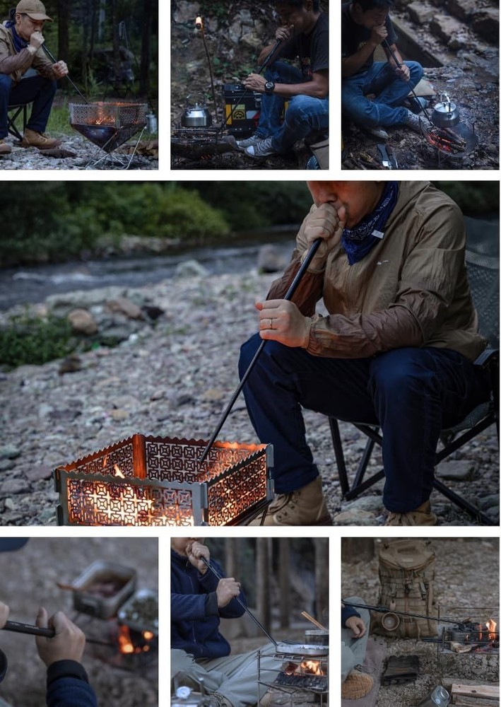 camping moon Fire Blowing Stick Split Type Compact Fire Starter Grill Starter Bl