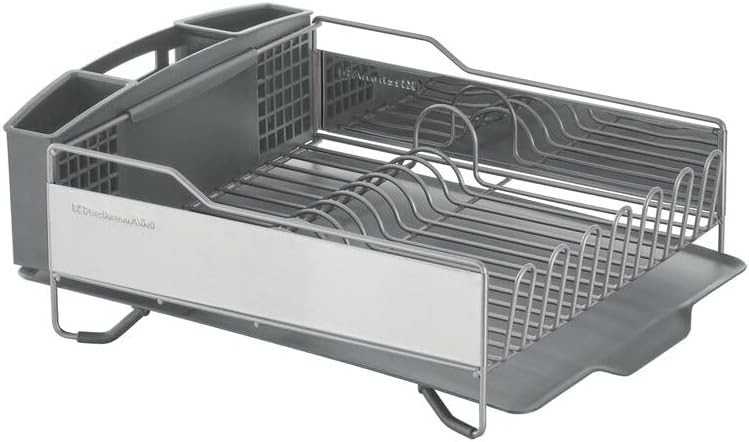 Large Capacity Full Size Rust Resistant Dish Rack with Angled Drain Board and Re