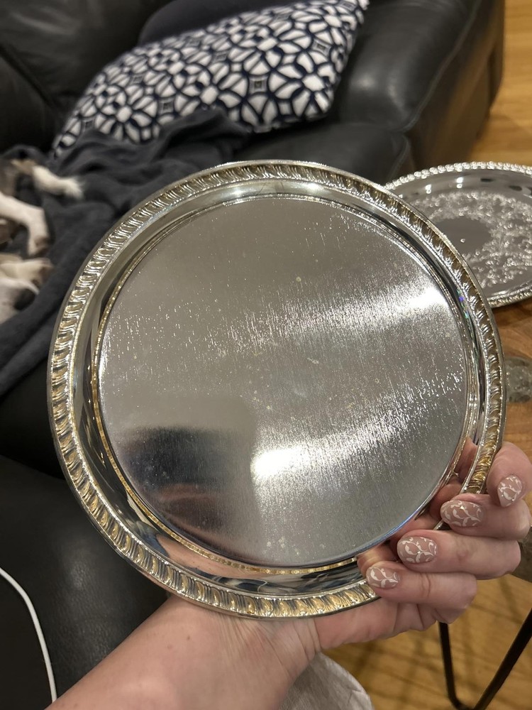 Set -4 Decorative Silverplated Serving Trays/charger plates