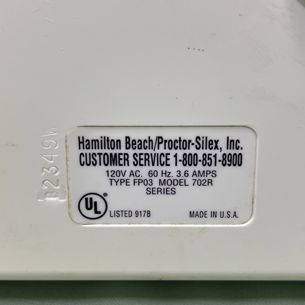 Hamilton Beach 702R Food Processor Motor Base Replacement Tested Working