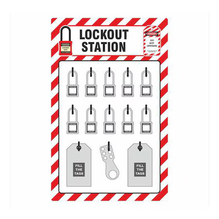 Zing 7801 Lockout Tagout Shadow Board, 15" W