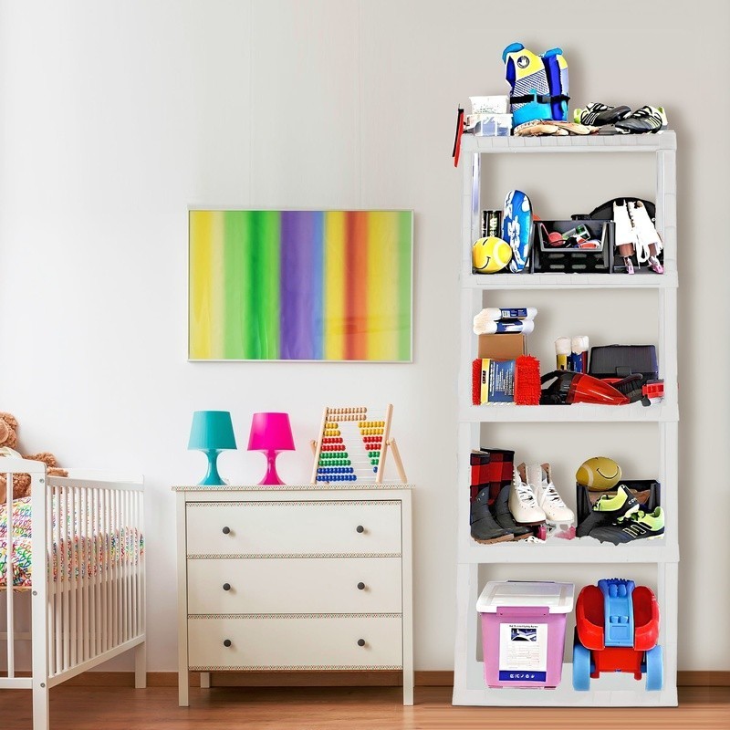 5-Tier Plastic Storage Shelving Unit Easy Assemble Lightweight Durable Organizer