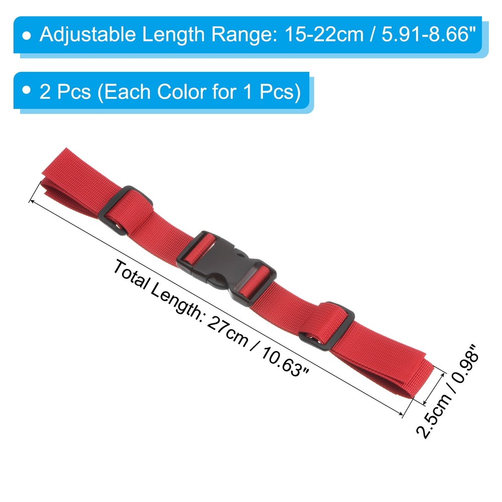2Pcs Polyester Webbing Backpack Chest Strap Set Strap Adjustable Black Red
