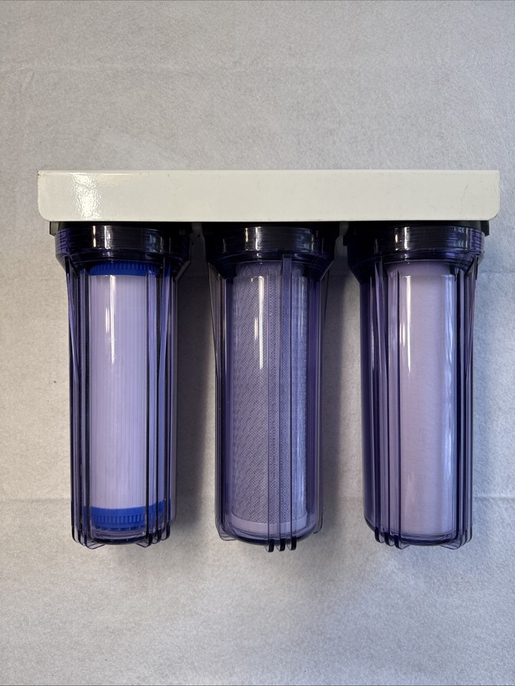 Whole House Water Filter System 2.5" x 10" Three Stage Filtration 3/4" Inlet