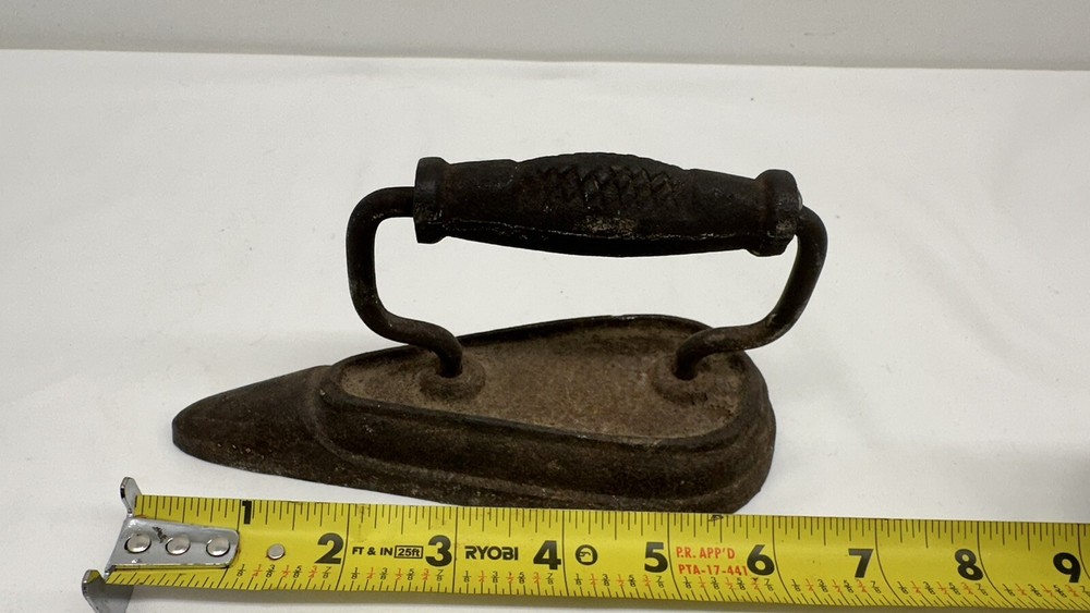 Antique Cast Iron sad Iron Collar Sleeve hammered handle