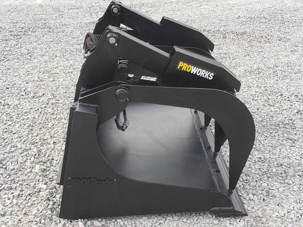 66″ Severe Duty Solid Bottom Bucket Grapple with Bolt on Edge Fits Skid Steer QA