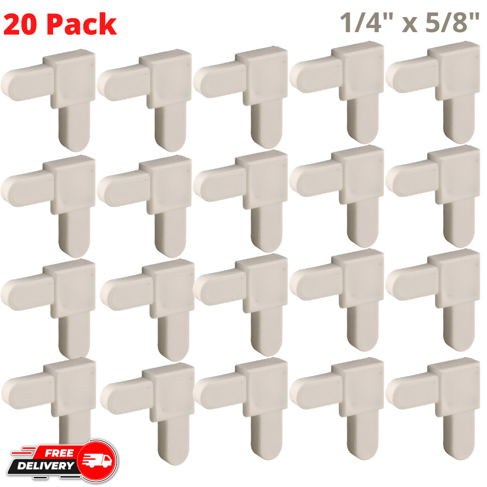 20Pcs White Plastic Replacement Corners for Mobile Home Screen Frames 1/4"x5/8"