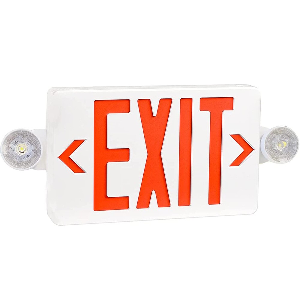LED Exit Sign with Emergency Lights, Battery Backup, Double Sided, Hardwired ...