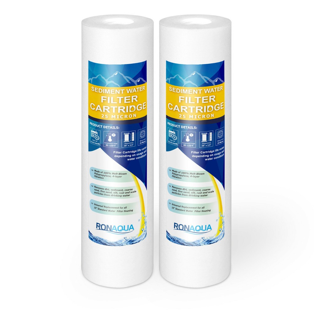 2  Sediment 25 Micron Water Filter Cartridges 2.5" x 10" for Reverse Osmosis