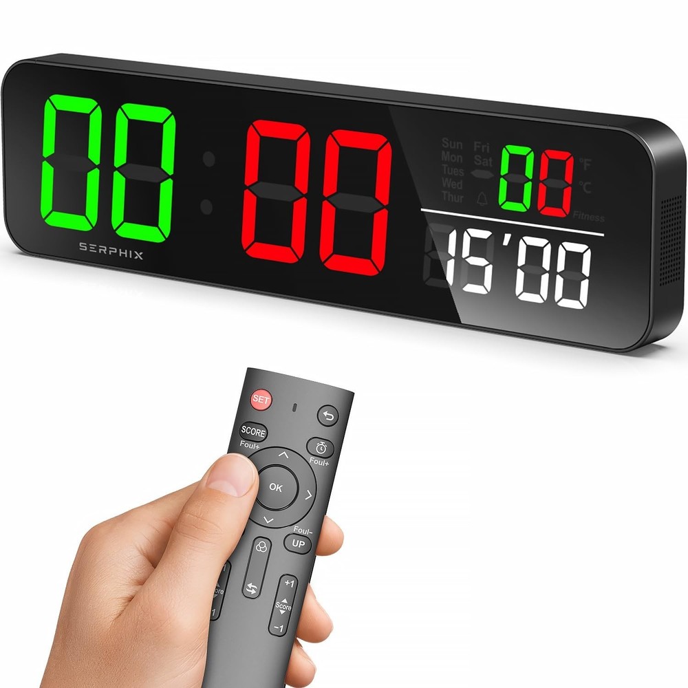 15.2" Digital Scoreboard Clock with Countdown Timer, LED Color Display, Remote C