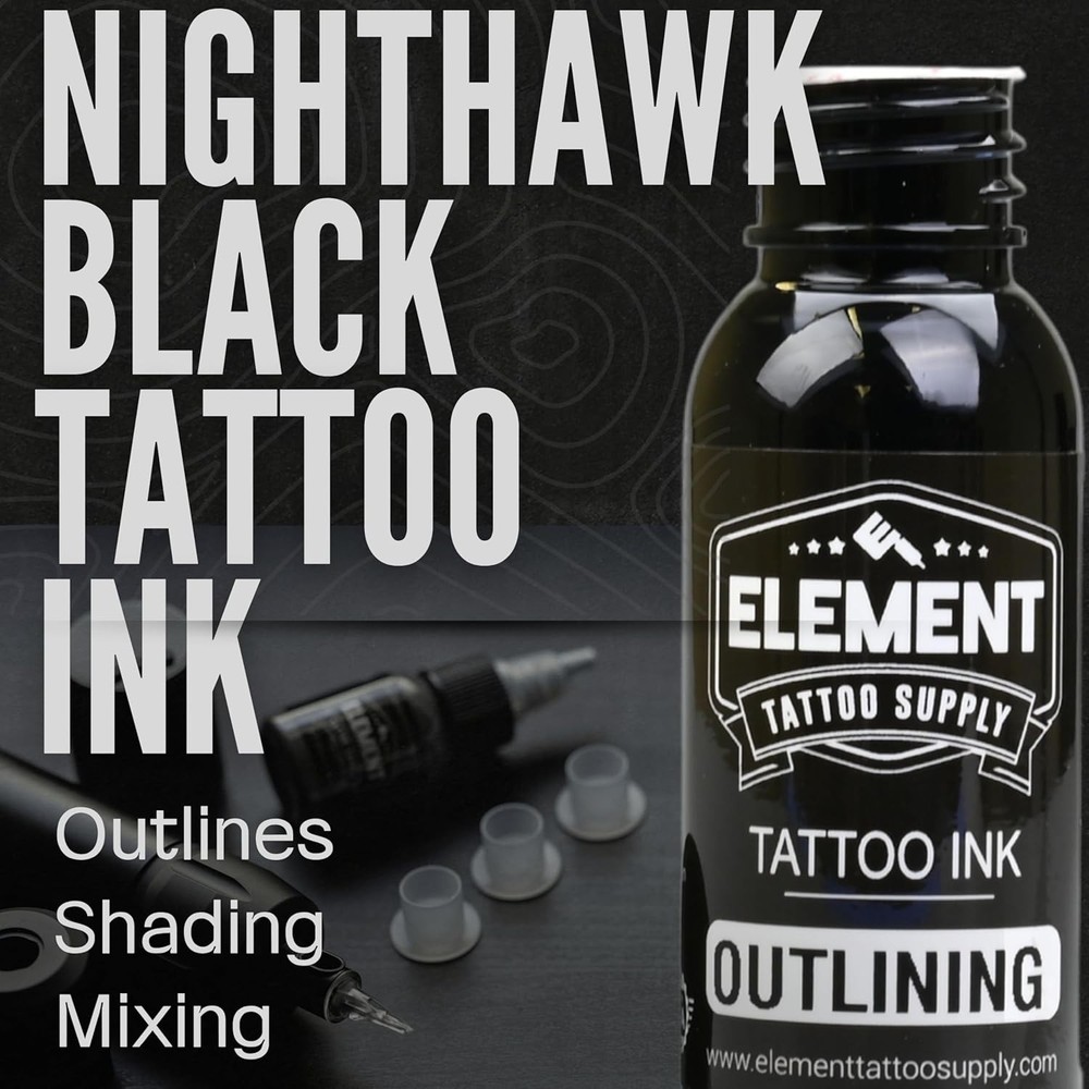 Nighthawk Black Tattoo Ink - Permanent Solid Color for 1 fl oz,