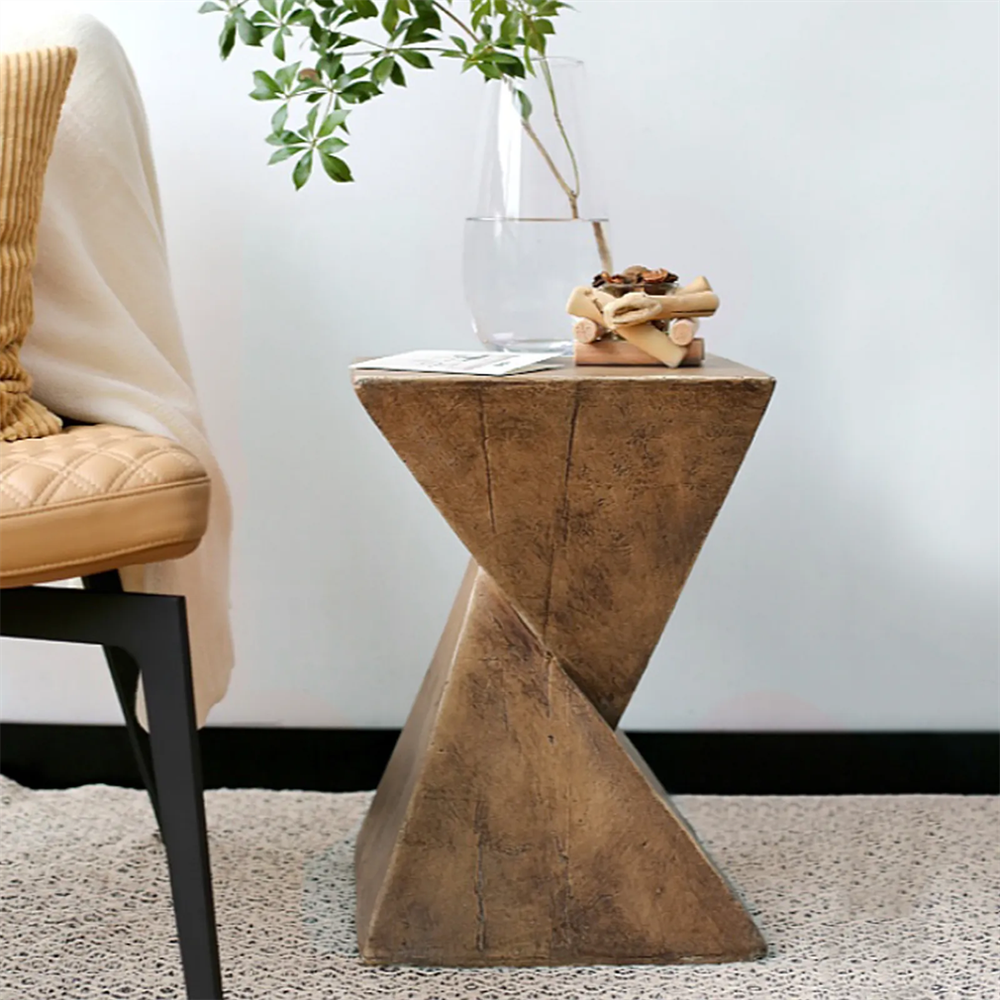 Geometric Light-Weight Concrete End Table Round/Twist Side Table Retro End Stool