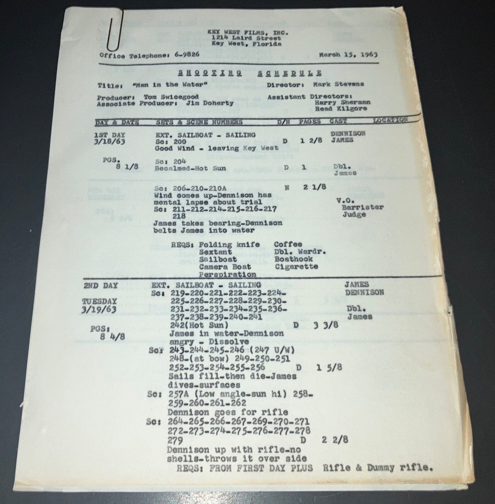 ESCAPE FROM HELL ISLAND (1963) Cinematographer-signed Early Title Script + COA!