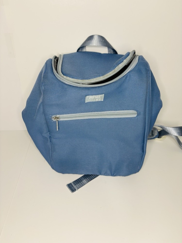 JUNE SHINE Blue Canvas Kids Backpack Adjustable Strap Top Handle Zipper Pocket