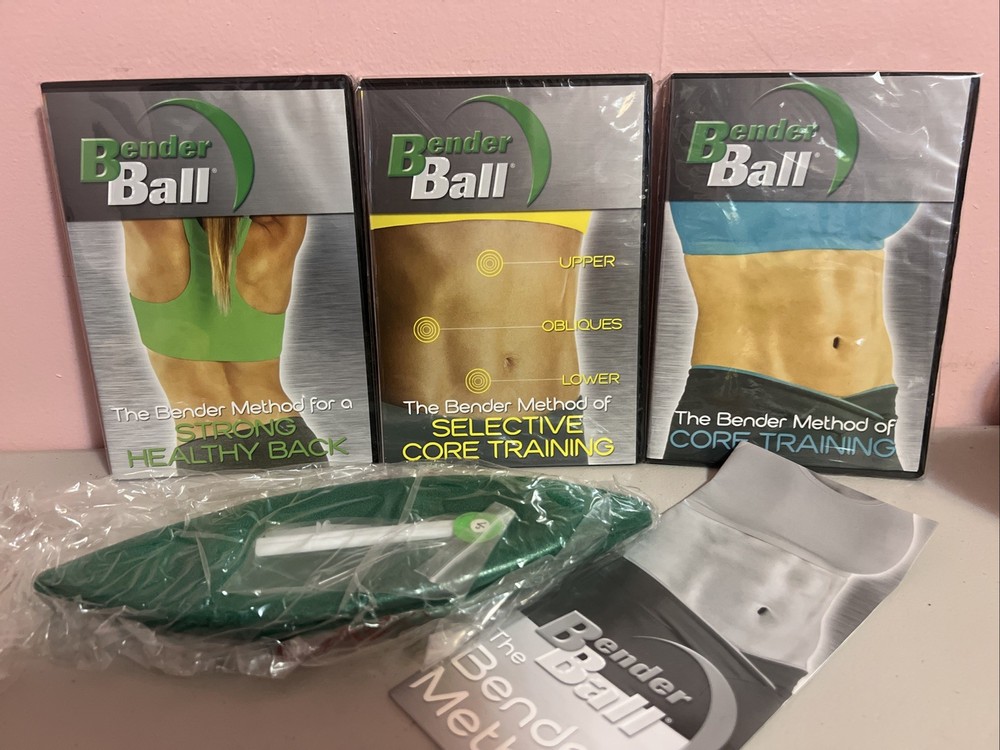 NEW BENDER METHOD BENDER BALL Core Abs Back Training Workout Kit 3 DVDs & Ball