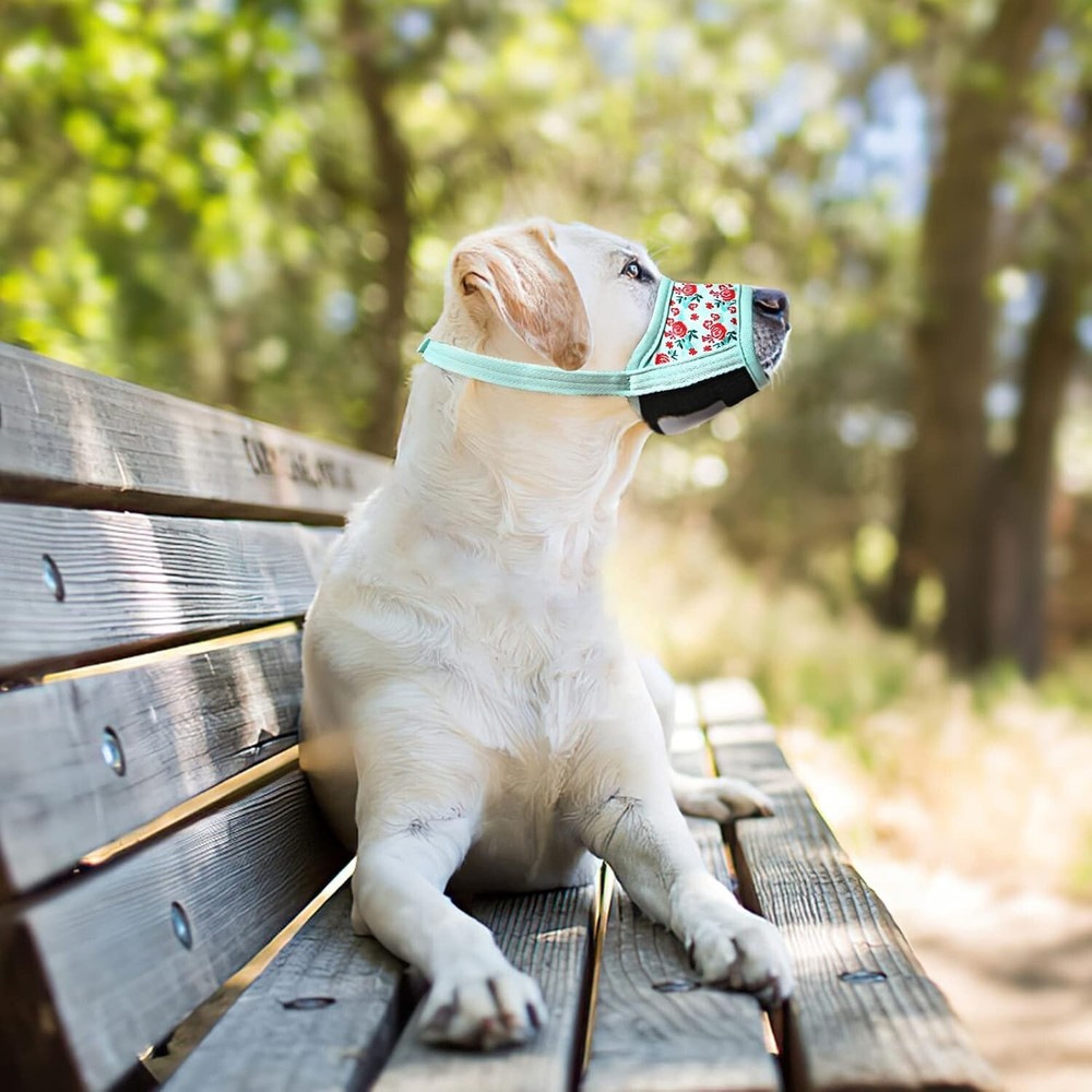 Cyan Flower Adjustable Dog Muzzle - Effective Anti-Biting & Chewing Solution