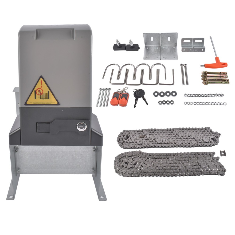 Single-Button Automatic Sliding Gate Opener Operator Kit 1800lbs W/o Infrared